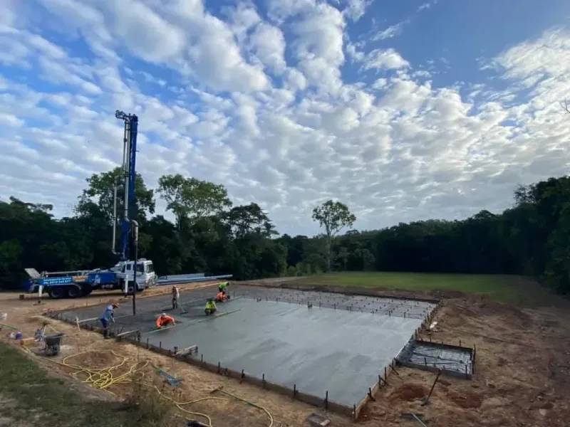 Concrete Slab Being Poured at a Construction Site — Far Northern Concrete Pumping in Mareeba, QLD